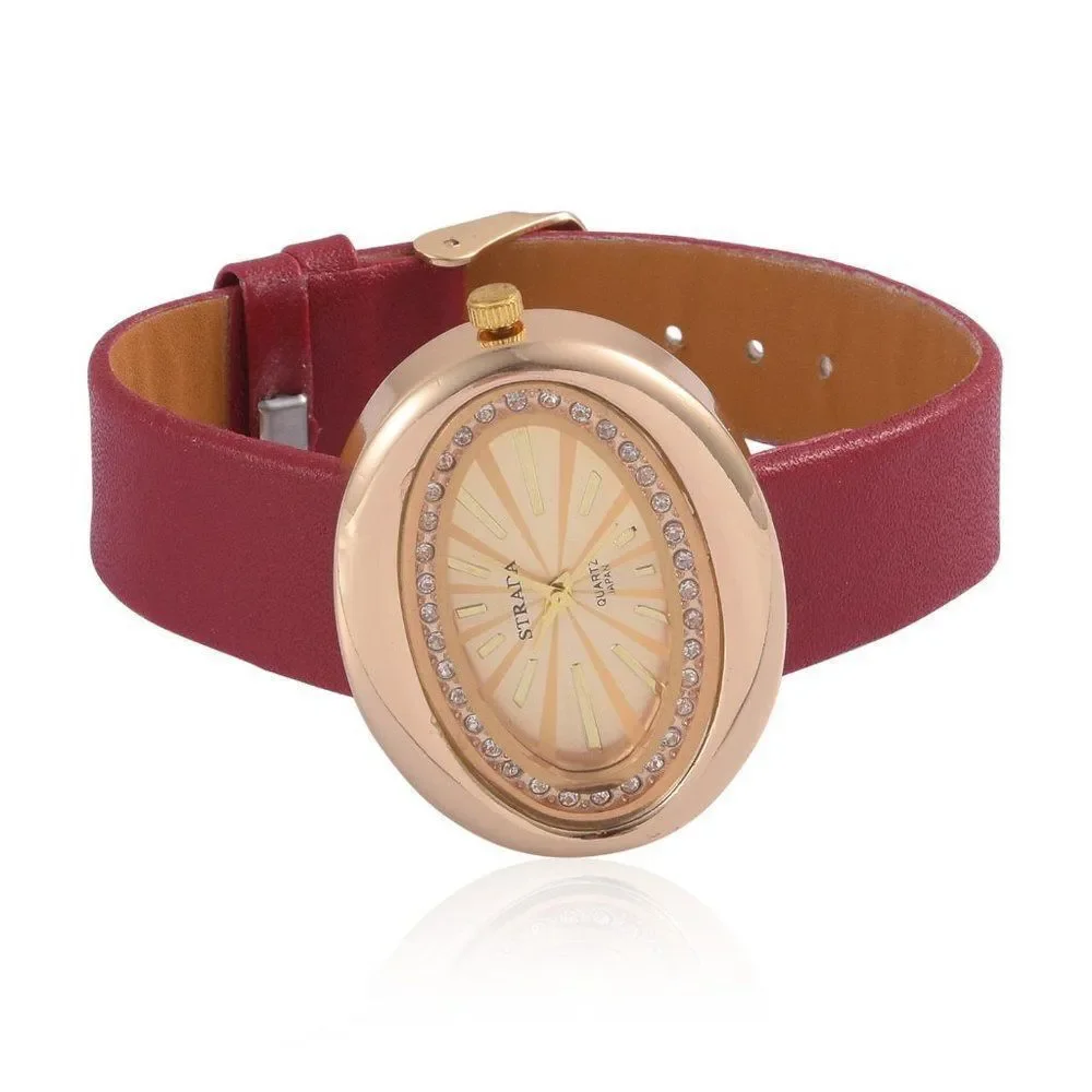 STRADA Austrian Crystal Watch Red Band